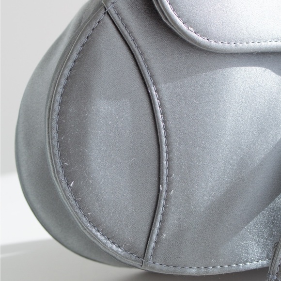 Dior Saddle 2019 Mini Satin Icy Blue Grey Crystal Embellished Bag - Picture 5 of 17